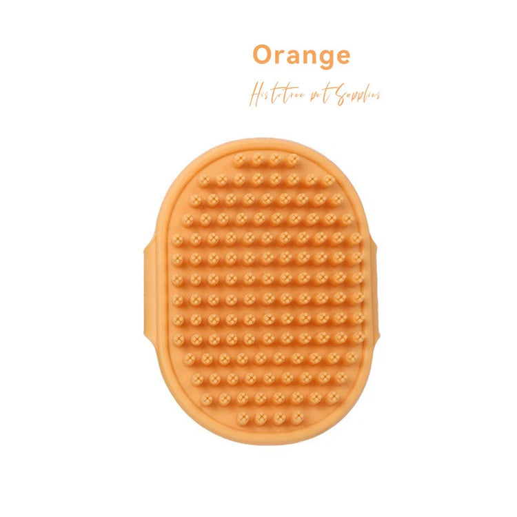 Cat Grooming Comb | Dog Bath Brush - Pet Grooming Shedding Soothing Massage | Rubber Bristles Comb with Adjustable Ring Handle