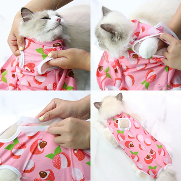 Cat/Small Dog Recovery Suit | Anti-Licking Sterilization Clothes | Breathable Surgery Vest for Spring/Summer