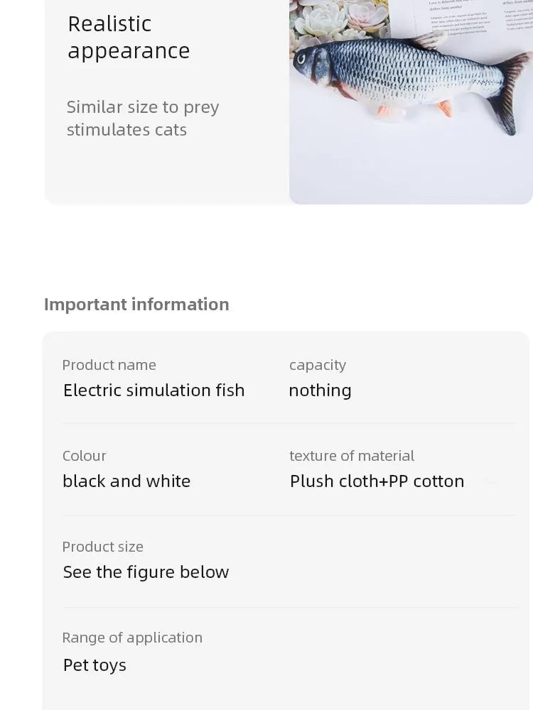 Cat/Dog Toy – USB Charging Electric Floppy Fish | Simulation Interactive Pet Chew Toy | Teeth Grinding & Training Play Toy