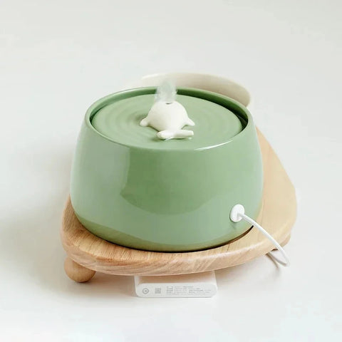 1.3L Ceramic Cat Water Fountain | USB Rechargeable Pet Water Dispenser | Automatic Circulating Filter for Cats & Small Dogs