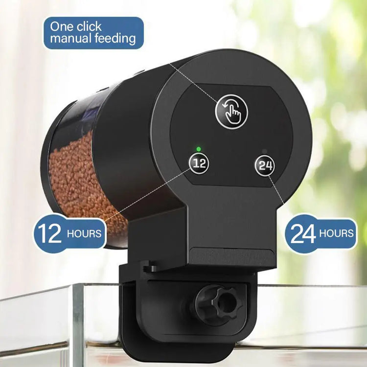 Automatic Fish Tank Feeder with Adjustable Feeding Amount and Timer – 12/24 Hour Interval, Manual & Auto Mode