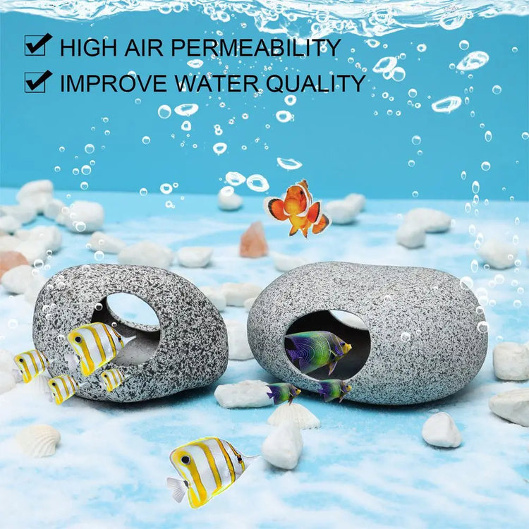 Ceramic Aquarium Cave – Natural Breeding & Hiding Decor for Fish, Shrimp, and Cichlids