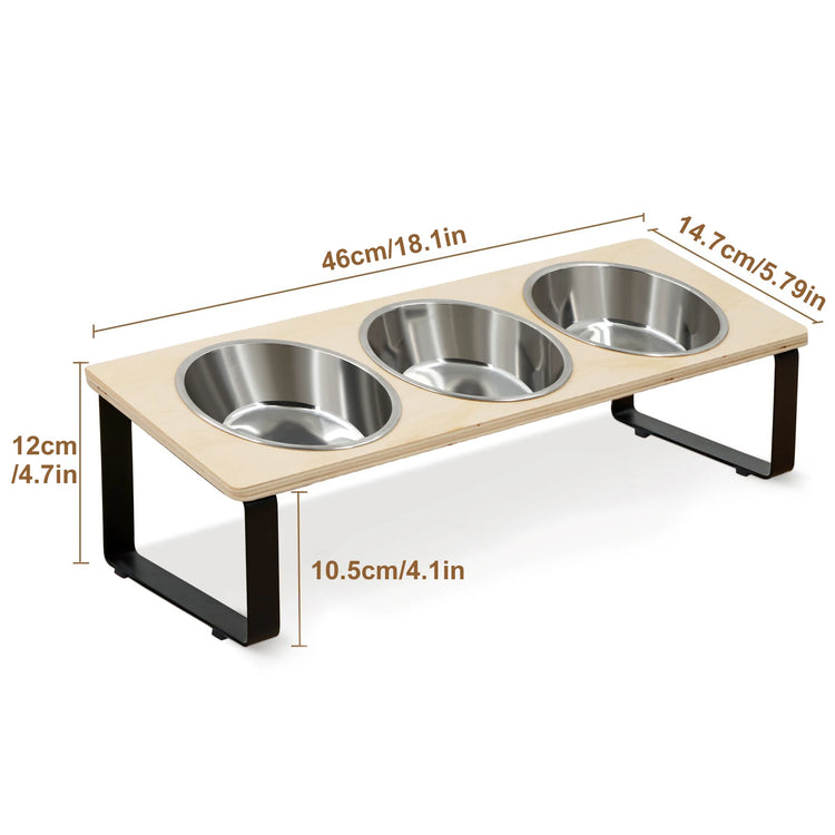 Elevated Cat Bowls with 3 Stainless Steel Bowls | 15° Tilted Raised Cat Food Bowls | For Small Cats & Puppies | Pet Bowls with Stand