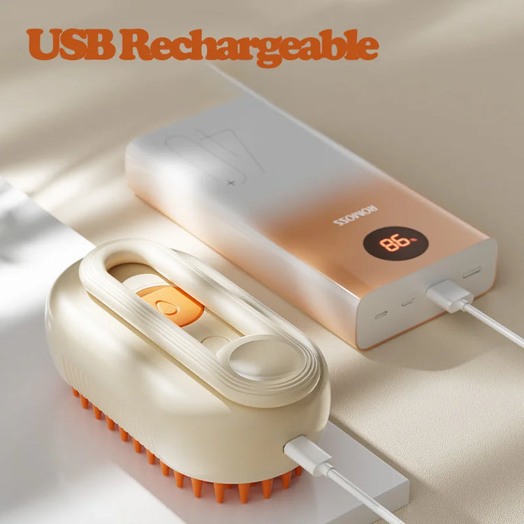 Pet Cat Grooming Comb with Electric Spray | Soft Silicone Steam Brush | Pet Bath & Massage Hair Remover Tool for Cats/Kittens