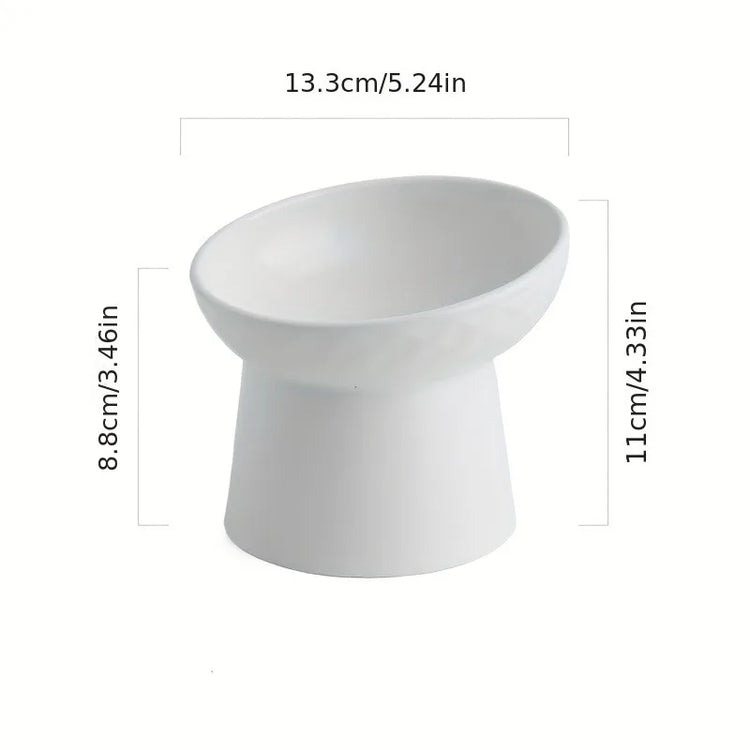 Ceramic Raised Cat Food Bowls | Tilted Elevated Cat Food Bowl Stress Free Backflow Prevention | Microwave Safe Dishwasher