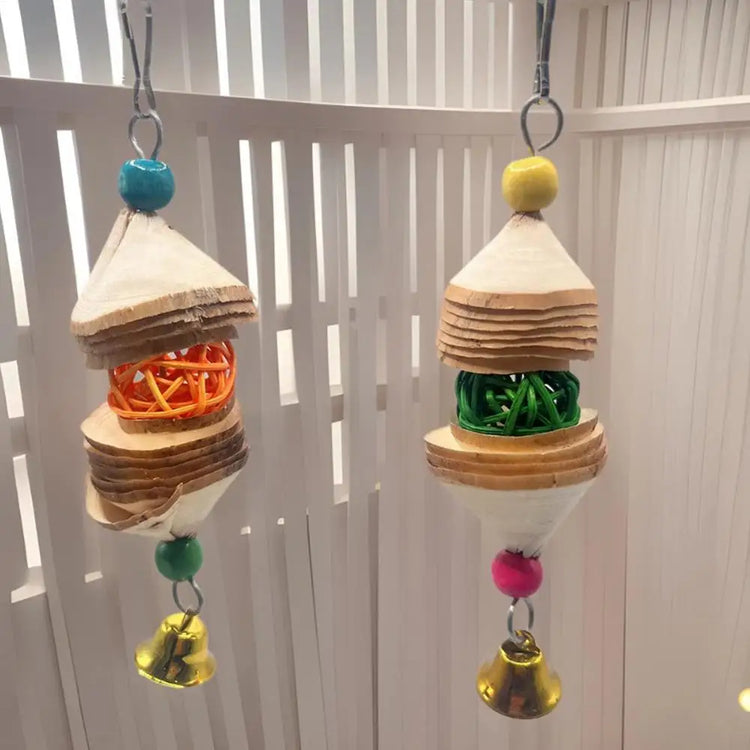 Bird Chewing Toy | Parrot Beak Bite Supplies with Bells | Bird Cage Accessories | Cage Toys for Cockatiels- Conures/Love/Finches