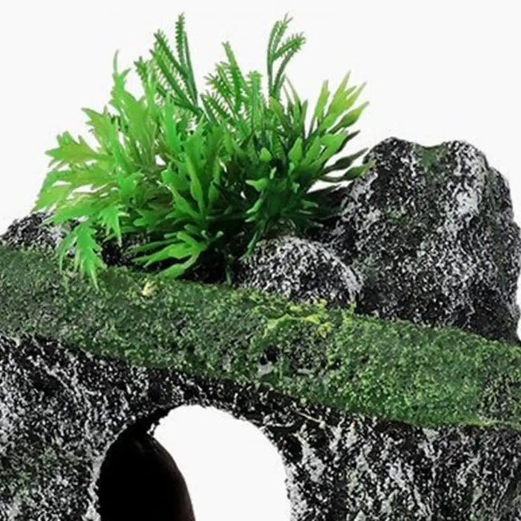 Fish Tank Artificial Stone Decoration – Miniature Floating Moss Rock with Cave Hideout for Aquarium Landscaping