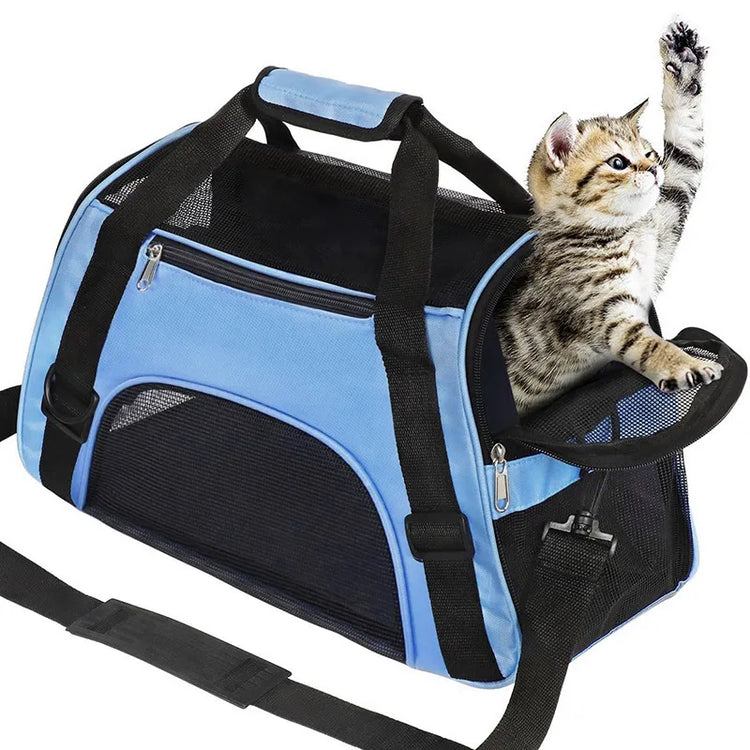 Cat Bags | Soft-Sided Portable Dog Carrier | Mesh Breathable Handbag | Foldable Pet Travel Transport Bag