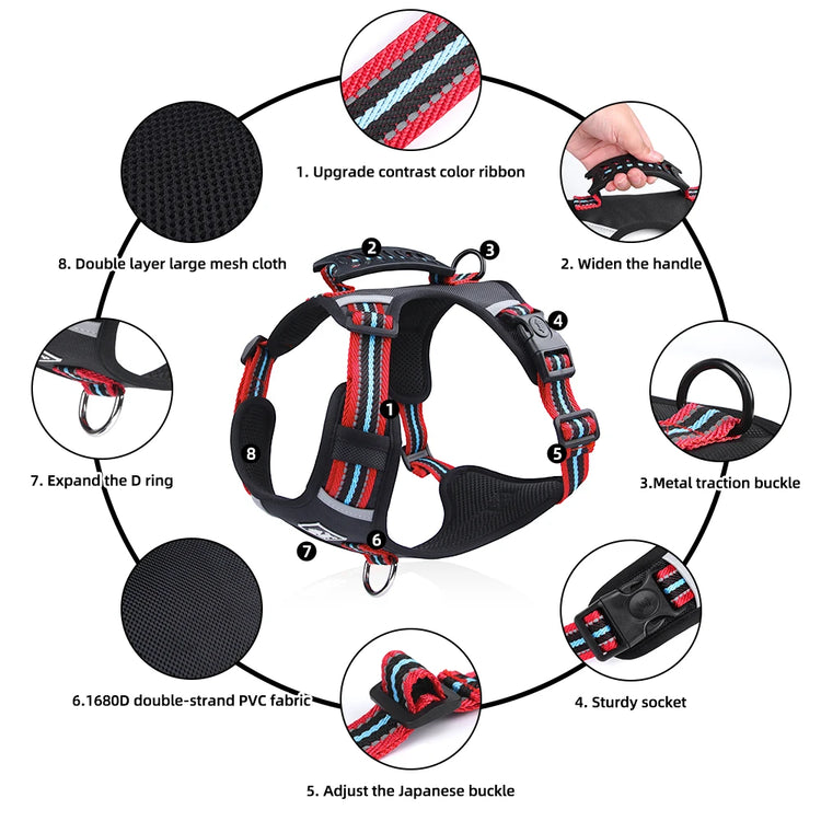 Durable Nylon Dog Harness with Handle – Travel-Friendly, Lightweight & Explosion-Proof Vest for All Dog Sizes