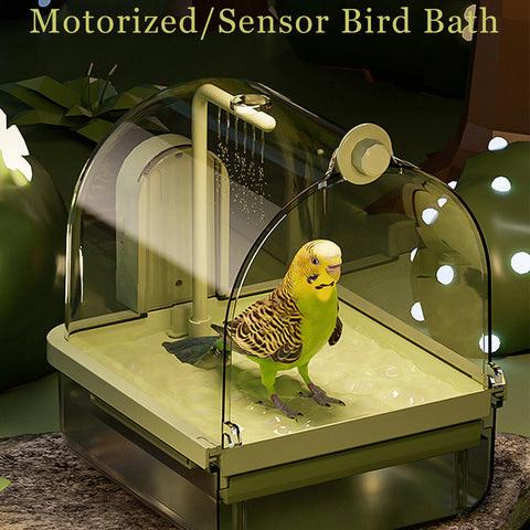 Smart Sensor Bird Bathtub – Automatic Electric Hanging Shower Box | Clear Parrot Bath with Hooks