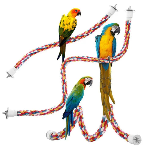 Parrot Bird Standing Toys | Cotton Rope Colorful Toy Chew Perches for Bird Cage | Woven Rope Bird Accessories | Parrot Toys