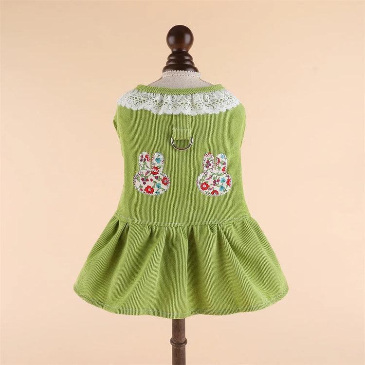 Pet Cat Dress | Dog Clothes Summer | Cute Corduroy Sleeveless Skirt | Puppy Kitten Clothing | Small Dogs Yorkie Apparel | Pet Harness Dresses