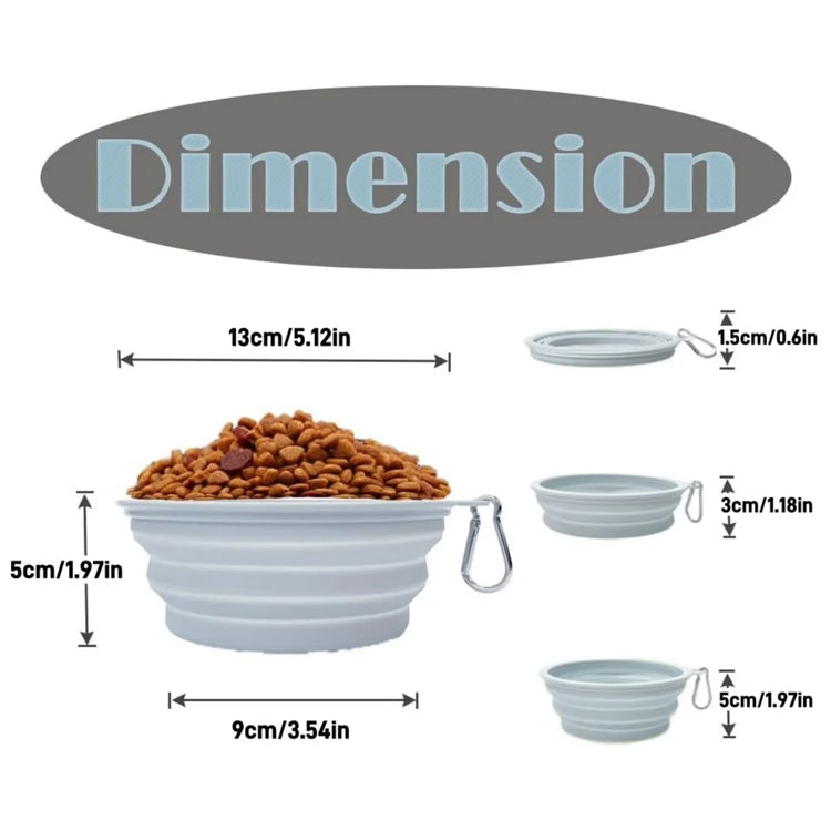 2pcs Collapsible Silicone Pet Bowls for Food & Water | Outdoor Camping & Travel Portable Folding Supplies Dishes with Carabiner