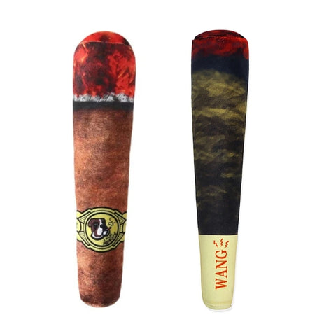 Cigar-Shaped Squeaky Plush Dog Toy – Durable Chew & Teething Toy for Small to Medium Dogs