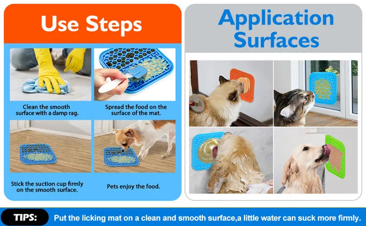 Silicone Pet Licking Mat for Cats/Dogs | Anti-Choking Slow Food Bowl | Bath Distraction Plate | Pet Supplies Cutlery