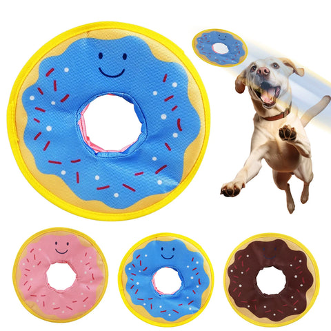 Durable Donut-Shaped Dog Toy – Interactive Squeaky Flying Disc