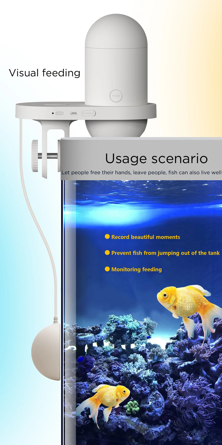 Automatic Aquarium Fish Feeder with 2K HD Camera and WiFi Control