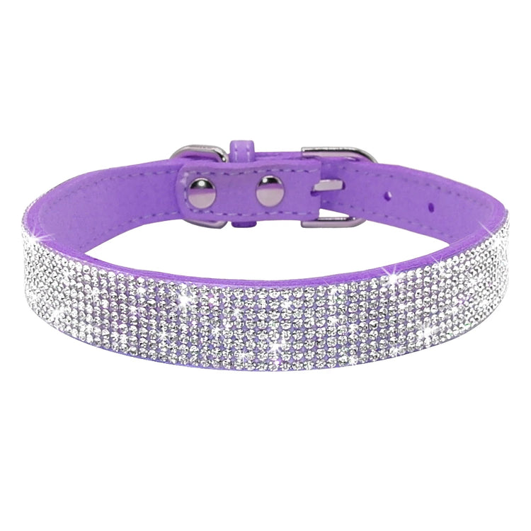 Bling Rhinestone Dog Cat Collars | Leather Pet Puppy Kitten Collar | Walk Leash Lead for Small Medium Dogs Cats | Chihuahua Pug Yorkie