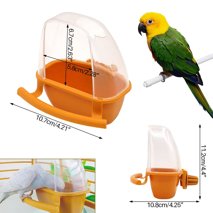 1/2pcs Bird Feeder for Cage | Hanging Bowl Cup with Lid | Parakeet Food Container | Easy-Mount Plastic Feeder | Accessories for Small Pet Birds