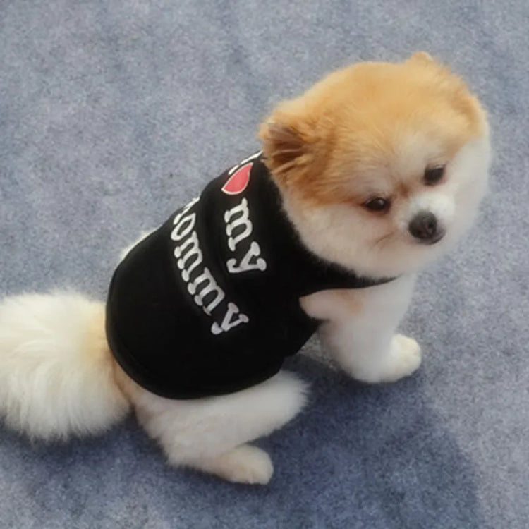 "Love Mommy & Daddy" Cotton Cat Vest | Cute Printed T-Shirt for Cats/ Small Dogs