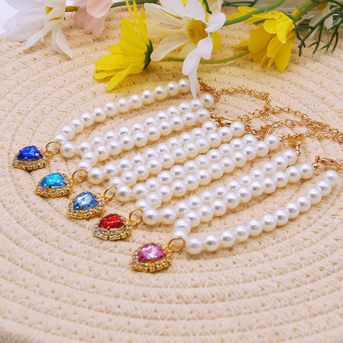 New Cat Collar Decoration | Cute Exquisite Neck Accessory | Adjustable Kitten Necklace | Summer Style | High Simulation Pearls | Pet Supplies