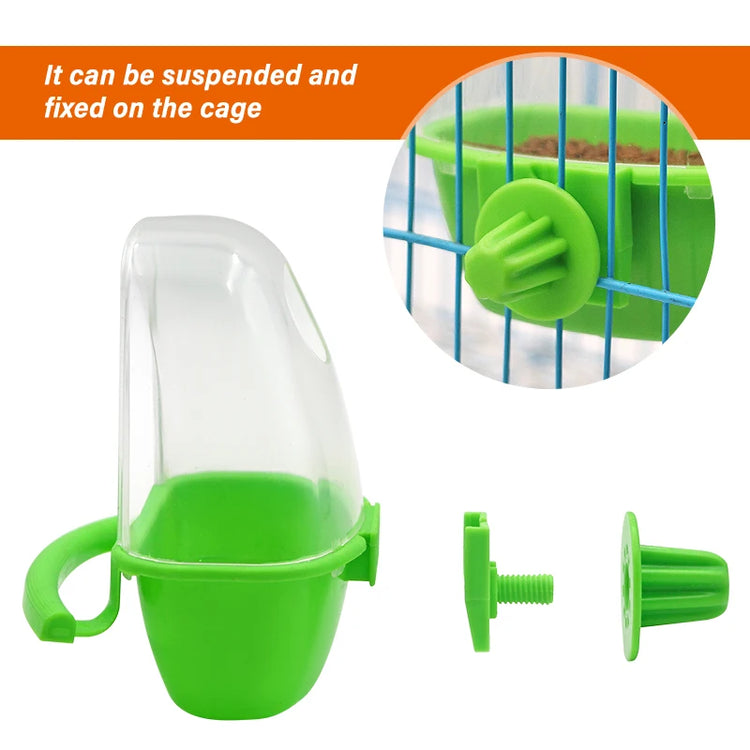 1/2pcs Bird Feeder for Cage | Hanging Bowl Cup with Lid | Parakeet Food Container | Easy-Mount Plastic Feeder | Accessories for Small Pet Birds