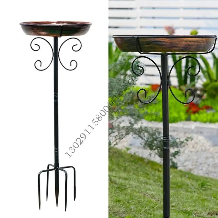 Freestanding Metal Bird Bath with Stake for Outdoor Use | Large Garden Bird Feeder Bowl for Lawns, Patios & Yards