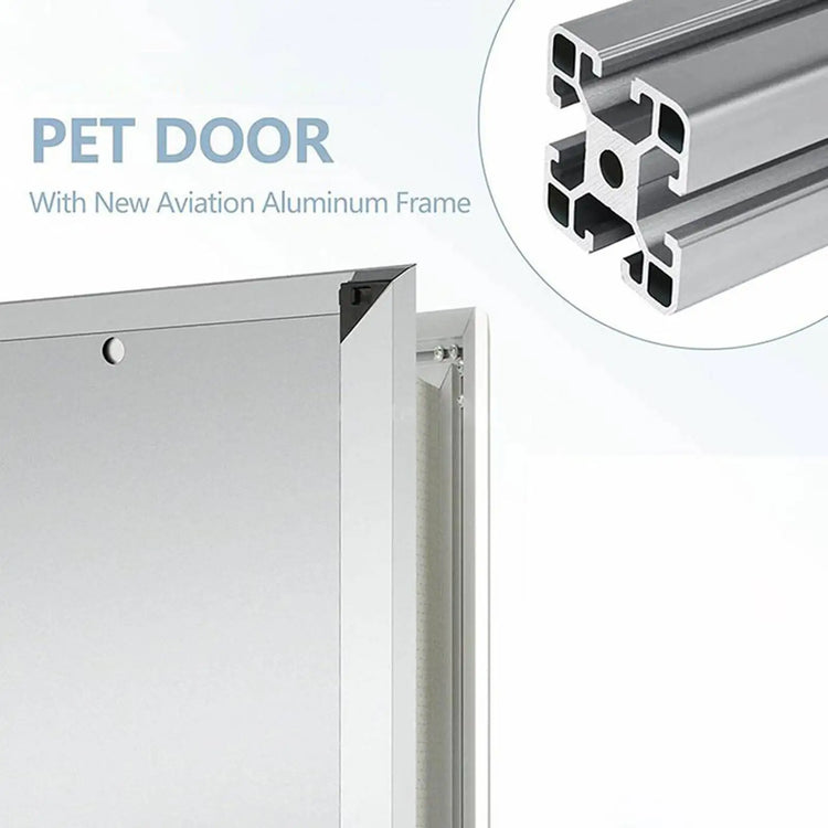 Heavy-Duty Aluminum Dog Door with Lockable Dual Flap – Magnetic Closure Pet Door for Medium & Large Dogs, Indoor/Outdoor Use