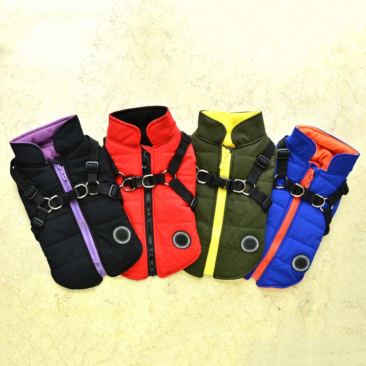 Dog Coat with Harness | Winter Fleece Zipper Jacket | Small Dog Clothes | Winter Cat Apparel |Indoor & Outdoor Pet Gifts