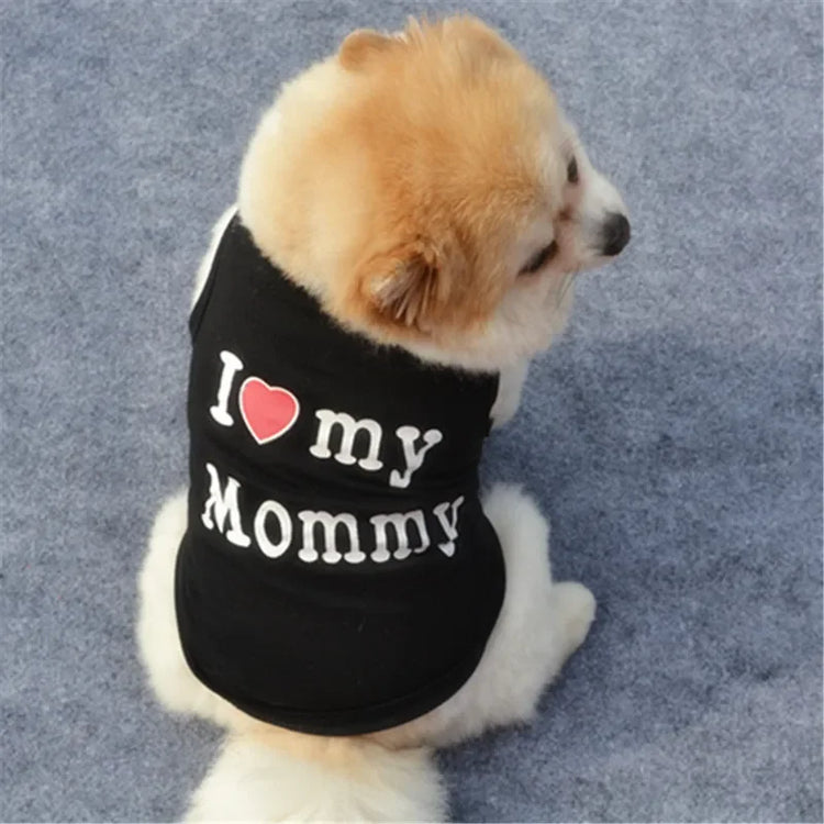 "Love Mommy & Daddy" Cotton Vest | Soft Casual T-Shirt for Cats & Puppies | All-Season Pet Wear