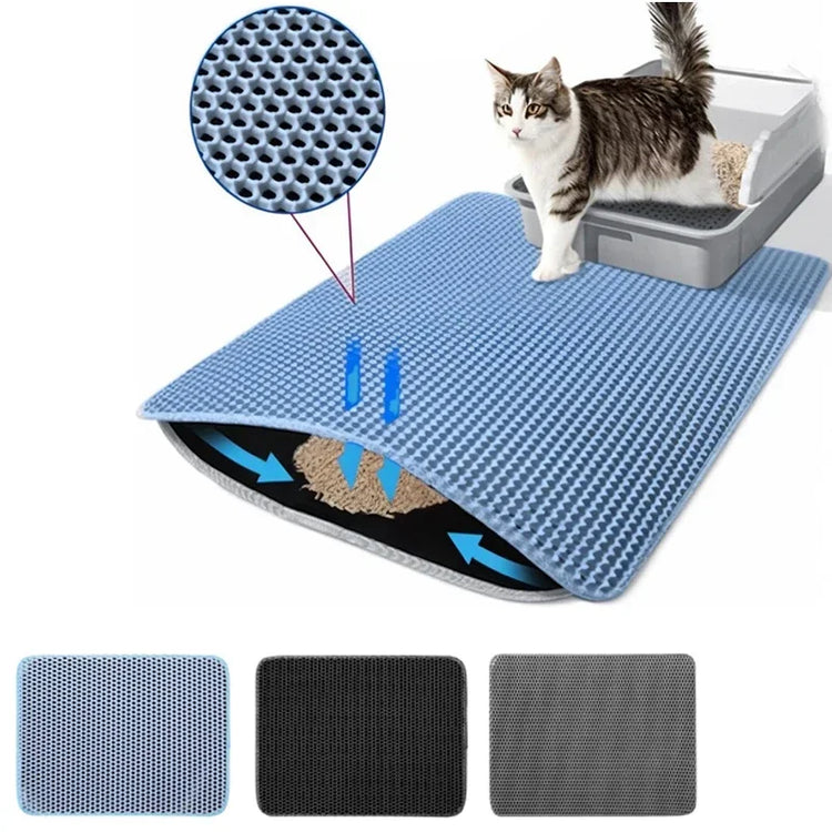 Cat Litter Mat | Non-Slip Pet Litter Box Filter Pad | Double Layer Waterproof Cat Mat | Wear-Resistant Pet Cleaning Supplies