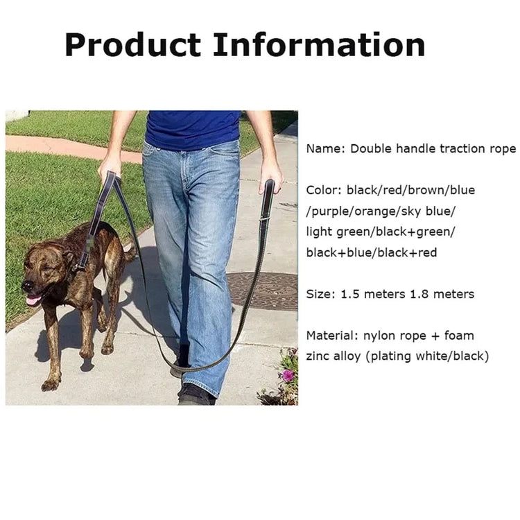 Heavy Duty Double Handle Dog Leash – Outdoor Training & Travel Lead