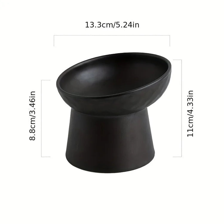 Ceramic Raised Cat Food Bowls | Tilted Elevated Cat Food Bowl Stress Free Backflow Prevention | Microwave Safe Dishwasher