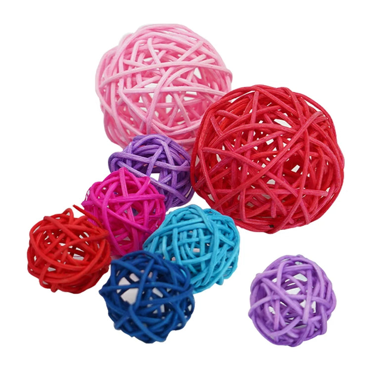 Pet Bird Toys Chewing Toys | Bird Rattan Ball Toy - Parrot Budgie Parakeet Cockatiel | Chewing/Playing Toys | Parrot Cage Toys - 5pcs