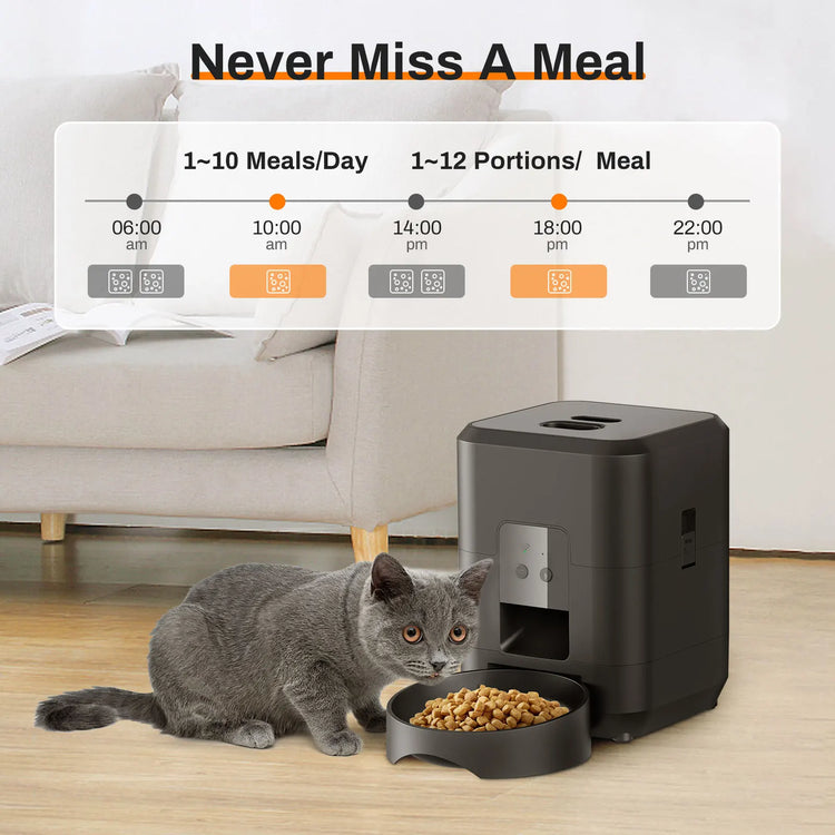 Smart Pet Feeder | Automatic Cat Dog Food Dispenser | Timed Portion Control | 2L Slow Feeder Bowl | LCD Display | Battery Operated | Pet Feeding Machine