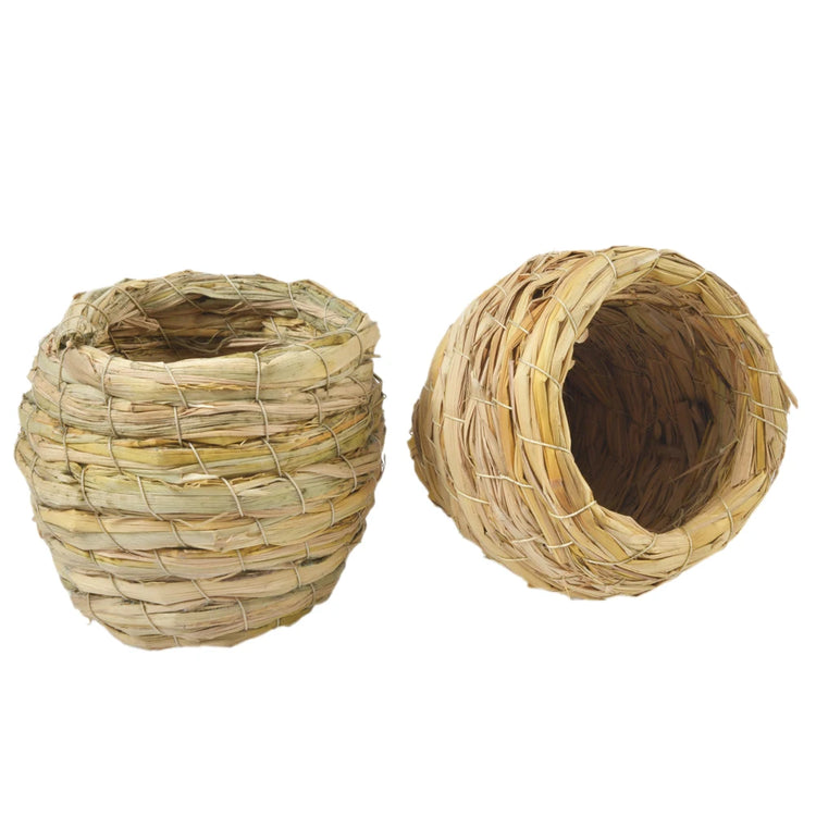 Natural Handmade Straw Bird Nest – Cozy Pigeon & Parrot Nest for Small Pet Birds | Eco-Friendly Cage Accessory (9x12cm)