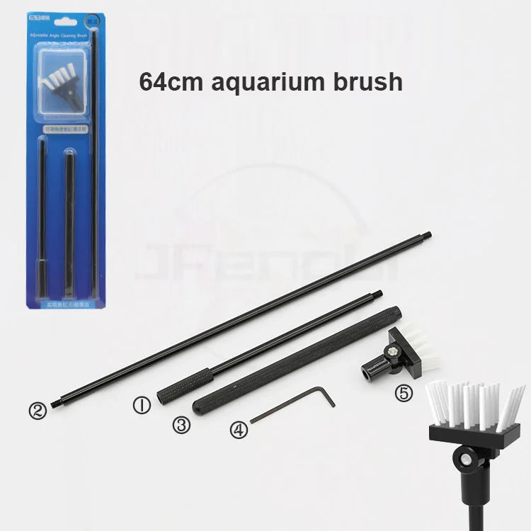 Adjustable Rotatable Aquarium Cleaning Brush – Freshwater & Saltwater Fish Tank Scrubber with Aluminum-Magnesium Handle
