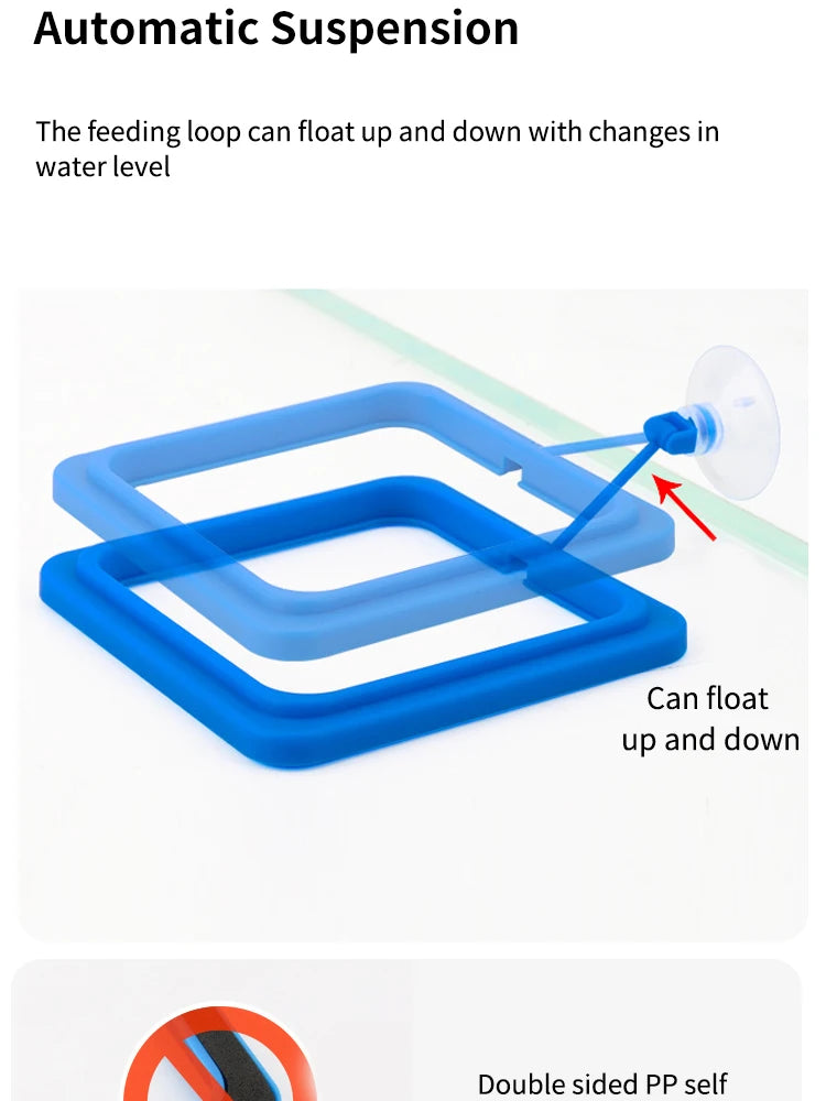 Floating Fish Food Feeder Ring with Suction Cup – Square & Circle Aquarium Station