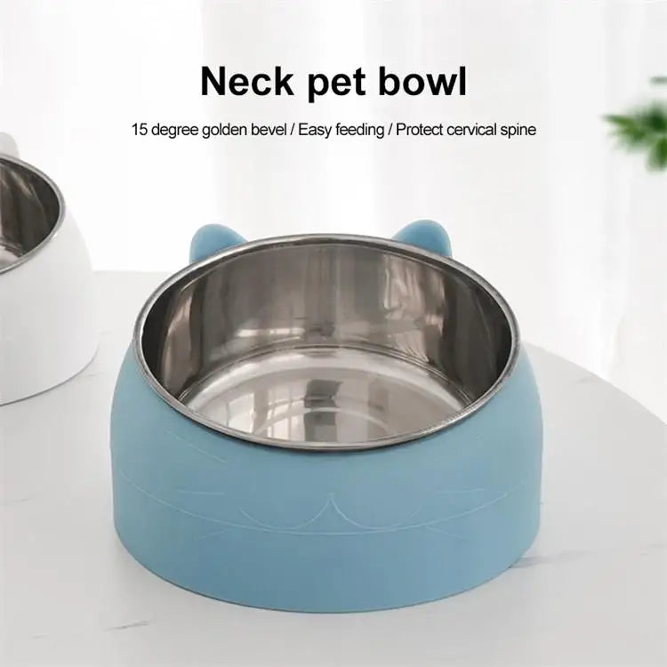 Stainless Steel Pet Bowl | Inclined Cat Dog Feeder | Creative Anti-Spill Design | Removable Inner Bowl | Feeding Bowl for Cats & Small Dogs