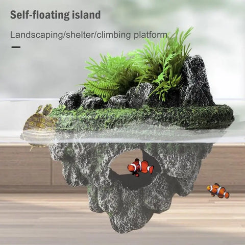 Fish Tank Artificial Stone Decoration – Miniature Floating Moss Rock with Cave Hideout for Aquarium Landscaping