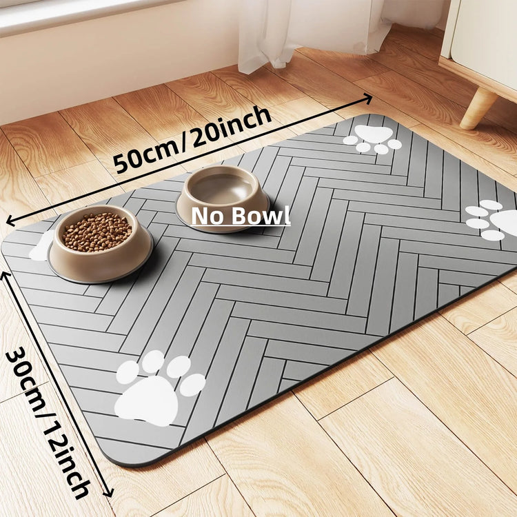Pet Feeding Mat-Absorbent Pet Placemat for Food and Water Bowl | Waterproof Rubber Backing | Quick Dry Water Mat for Dog/Cat