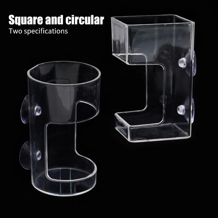 Aquarium Feeding Ring Floating Food Tray with Suction Cup – Transparent Acrylic Fish Feeder