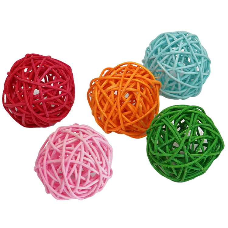 Pet Bird Toys Chewing Toys | Bird Rattan Ball Toy - Parrot Budgie Parakeet Cockatiel | Chewing/Playing Toys | Parrot Cage Toys - 5pcs