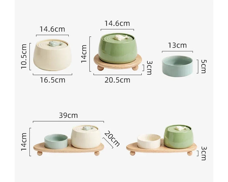 1.3L Ceramic Cat Water Fountain | USB Rechargeable Pet Water Dispenser | Automatic Circulating Filter for Cats & Small Dogs