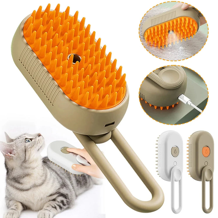Pet Steam Brush | Cat Dog Cleaning | Steamy Electric Spray Massage Comb | 3 In 1 Hair Removal | Grooming Supplies | Pet Accessories