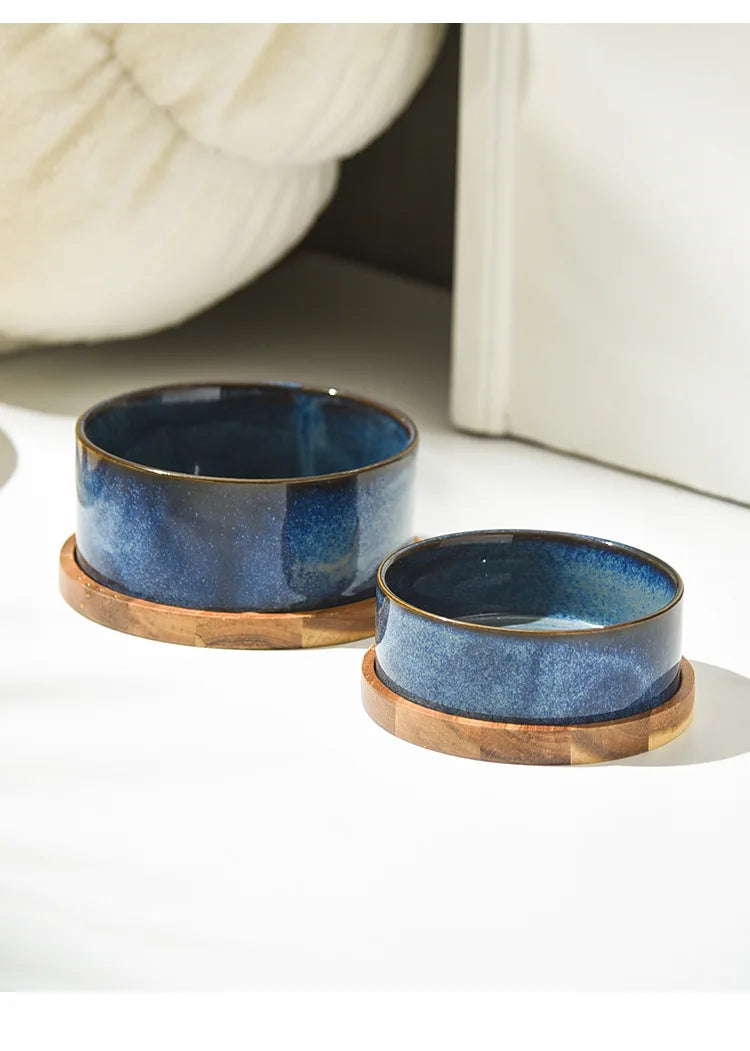 Cat Bowl | Cat Food Bowl | Ceramic Pet Food & Water Feeder | For Small & Medium-Sized Dogs | Spine Protection | Rollover Prevention