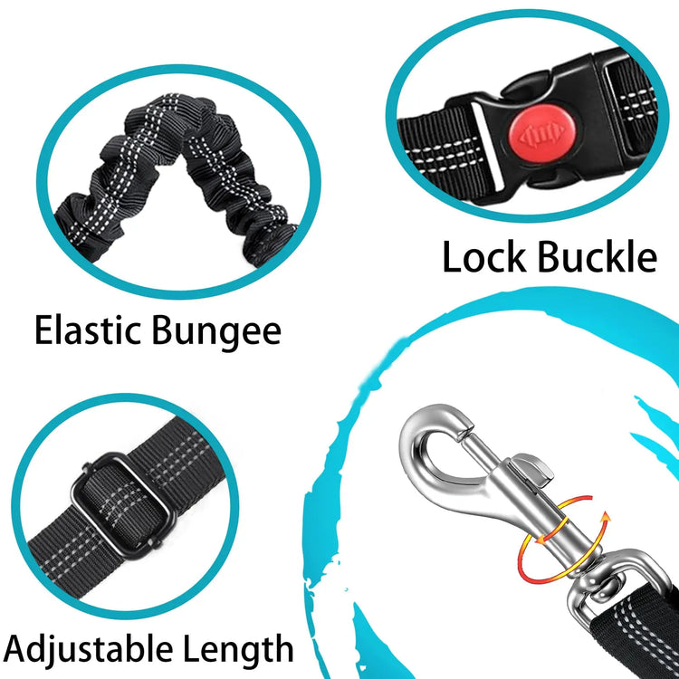 Adjustable Dog Car Seat Belt | Striped Nylon Large Dog Traction Rope for Car Rides