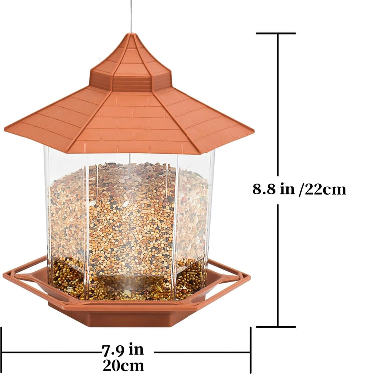Bird Feeder | Automatic Food Feeding Tool for Birds | Hanging Gazebo Outdoor Nut Feeder | Multiple Hole Food Dispenser Container