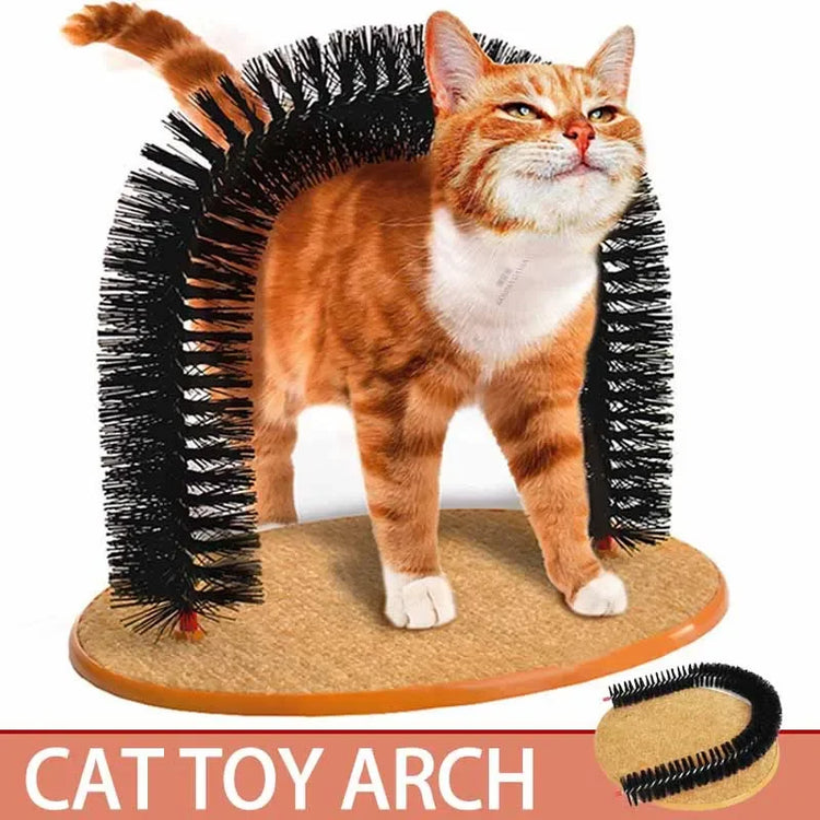 Cat Toy Arch Self Groome | Pamper Feline with A Massage - Grooming Rubbing Brush with Scratching Pad | Toy for Cats - Interactive Toys