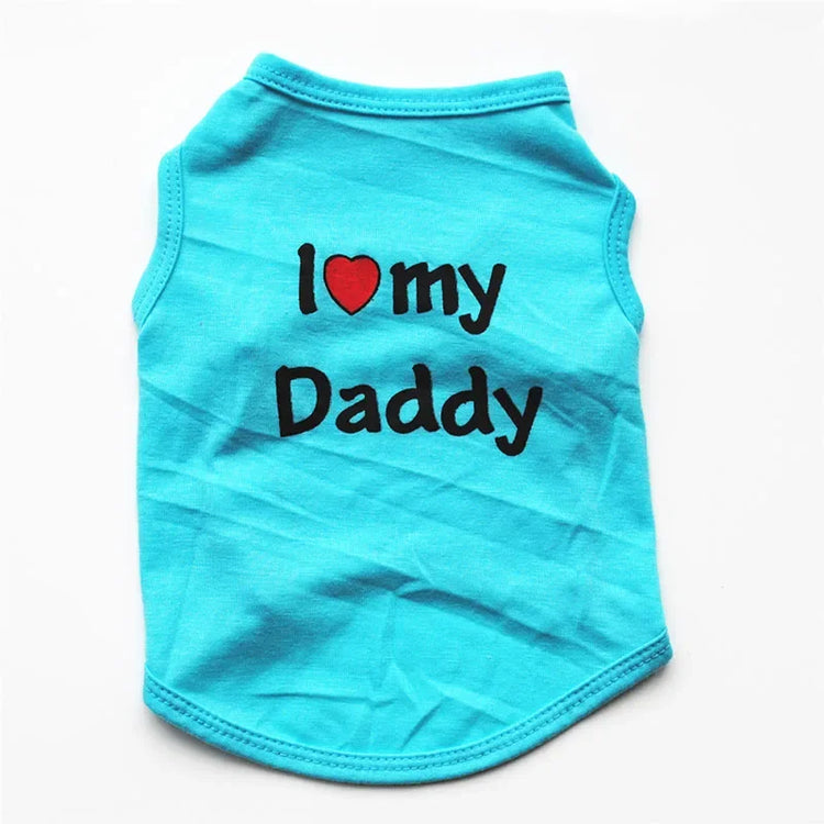 "Love Mommy & Daddy" Cotton Vest | Soft Casual T-Shirt for Cats & Puppies | All-Season Pet Wear